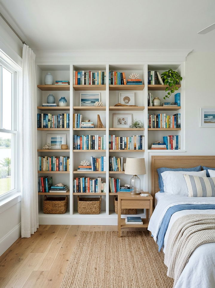 Modern White Built In Bookshelf - 30 bedroom built-in shelves