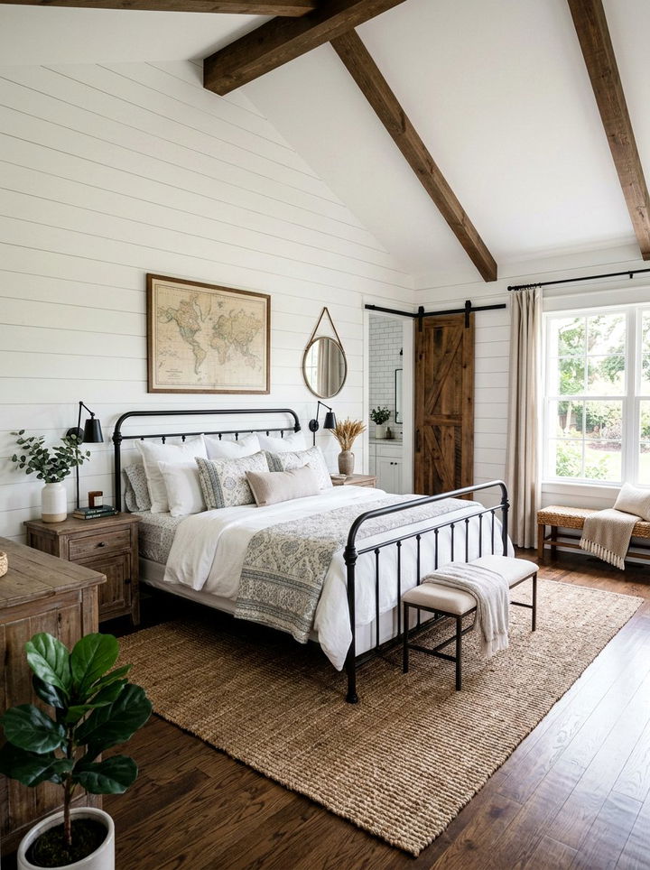 Modern White Farmhouse Bedroom - 30 cool white bedroom ideas