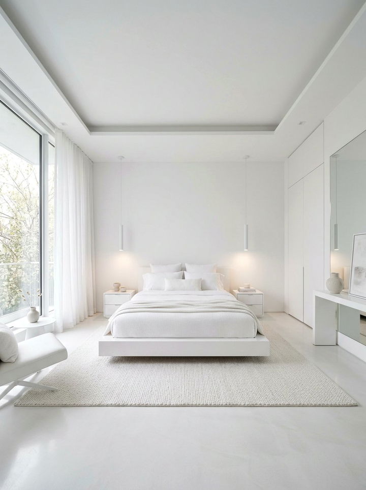Modern White Master Bedroom - 30 minimalist white bedroom ideas