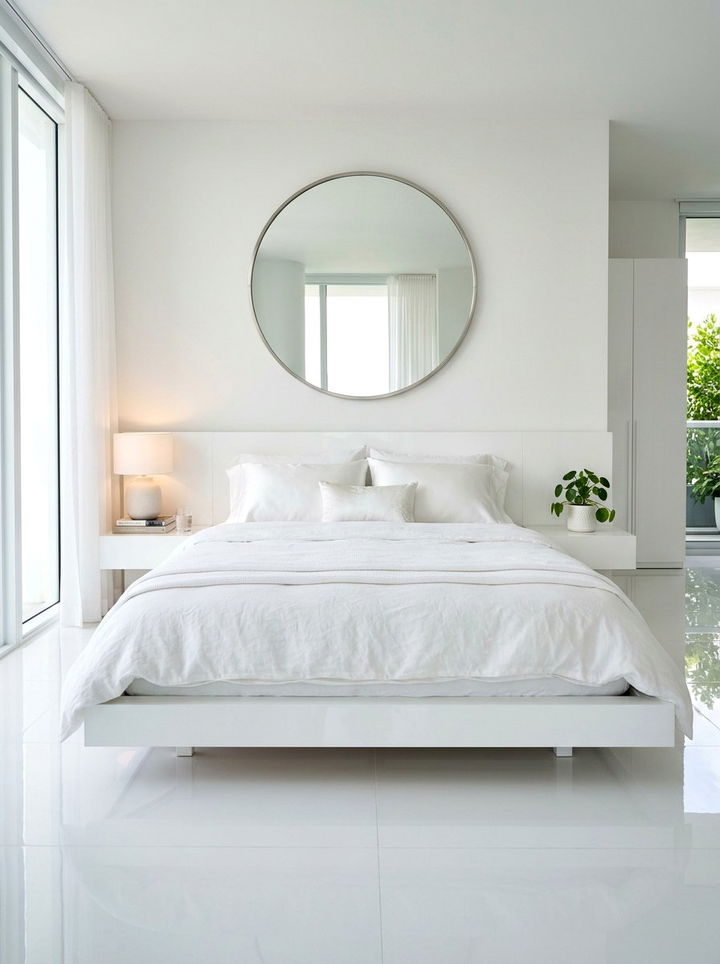 Modern White Platform Bed - 30 warm white bedroom ideas