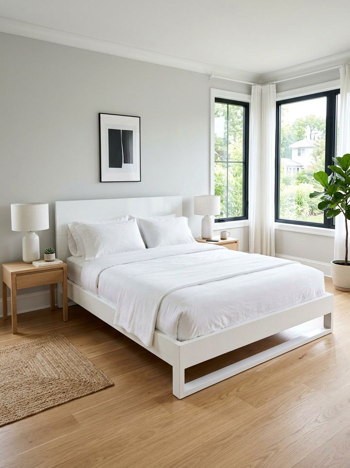 Modern White Platform Bed - 30 bedroom white furniture ideas