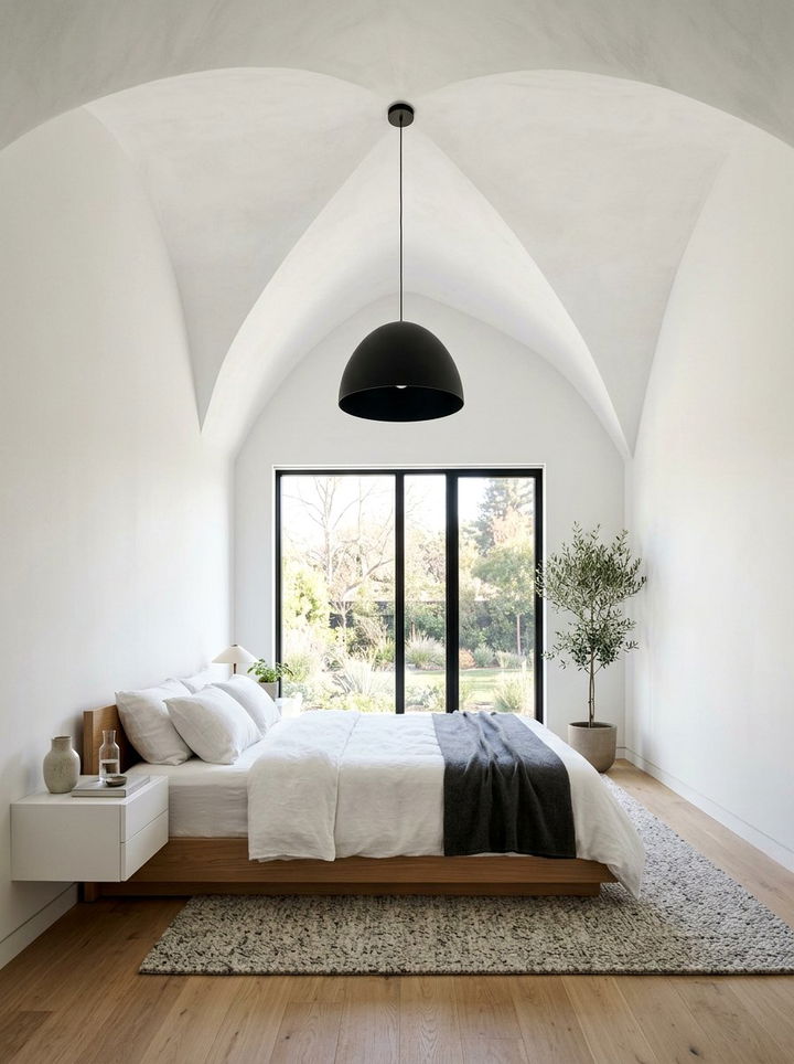 Modern White Vaulted Ceiling - 30 bedroom vaulted ceiling ideas