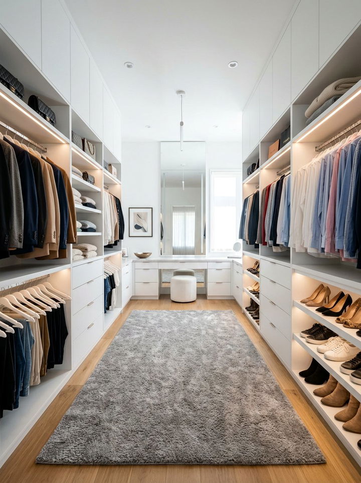 Modern White Walk In Closet - 30 bedroom walk-in closets