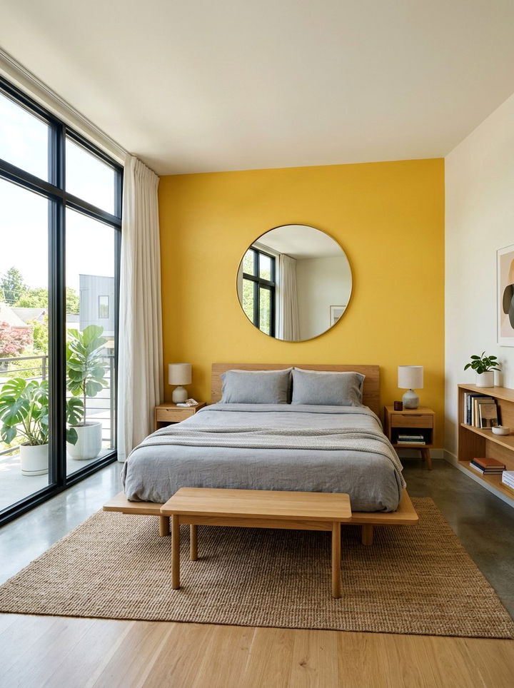 Modern Yellow Accent Wall - 30 bedroom yellow walls