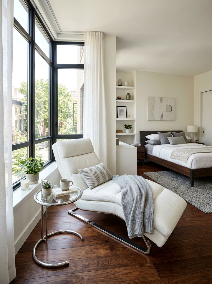 Modern bedroom chaise lounge - 30 bedroom with sitting area ideas