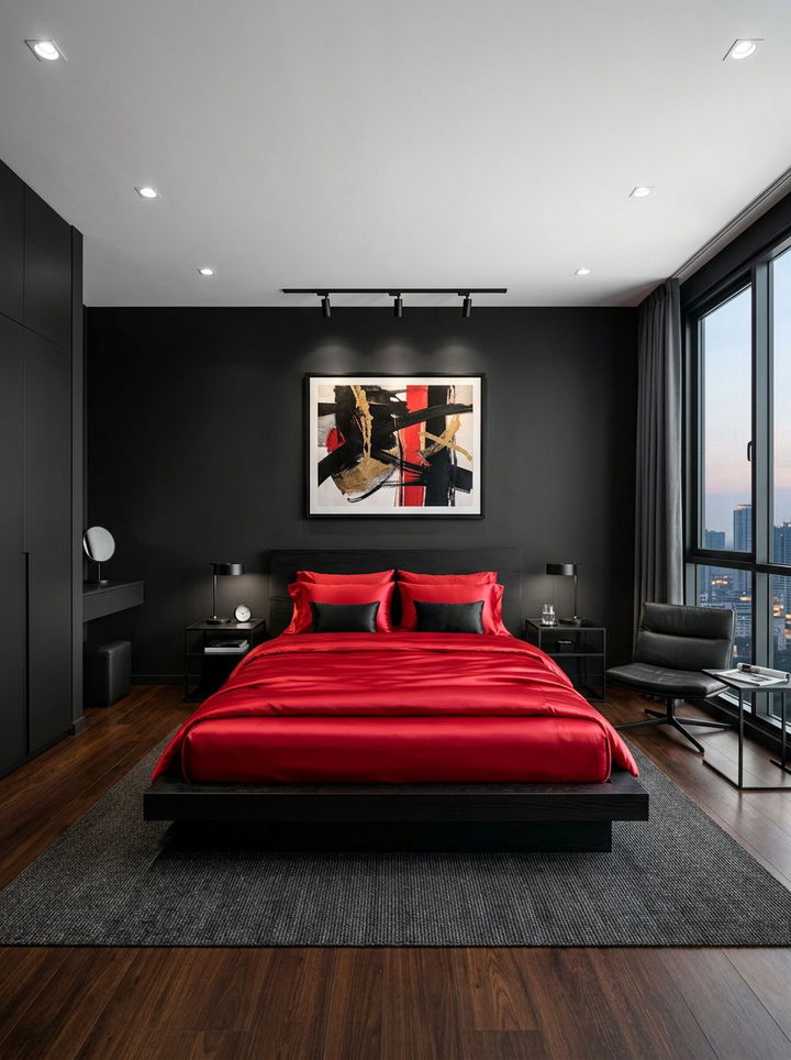 Modern black and red bedroom - 30 black and red bedroom color combo