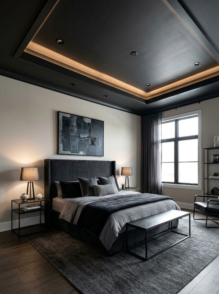 Modern black tray ceiling - 30 bedroom tray ceiling ideas