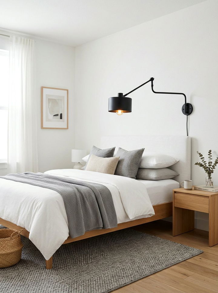 Modern black wall sconce - 30 Finnish bedroom ideas