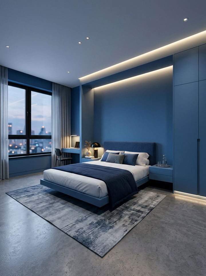 Modern blue bedroom - 30 bedroom blue walls