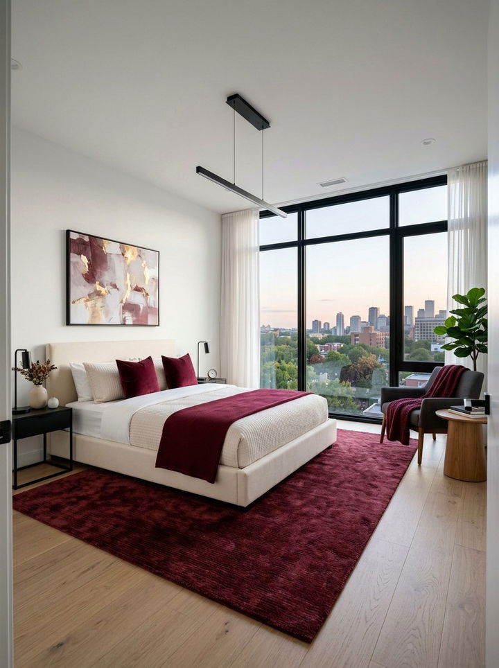 Modern burgundy bedroom - 30 burgundy and cream bedroom ideas