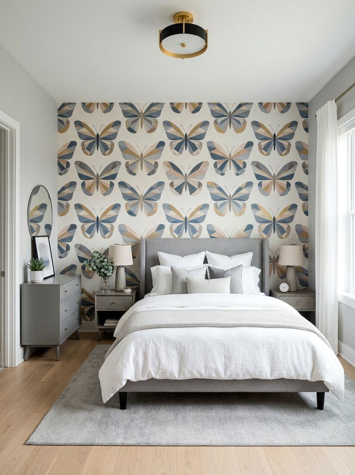 Modern butterfly wallpaper bedroom - 30 butterfly bedroom ideas