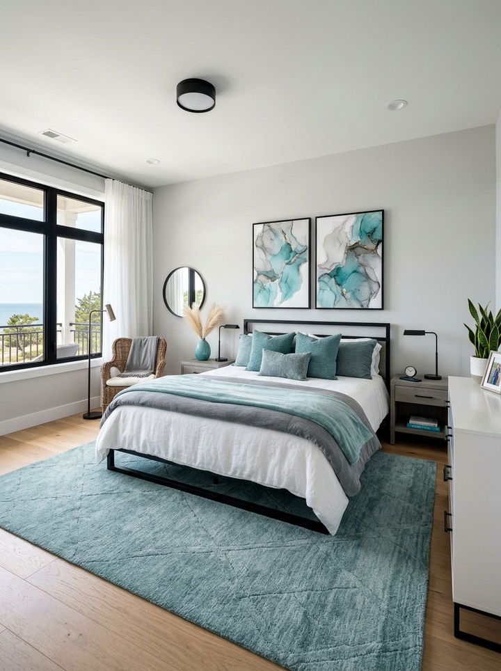 Modern coastal teal bedroom decor - 30 coastal teal bedroom ideas