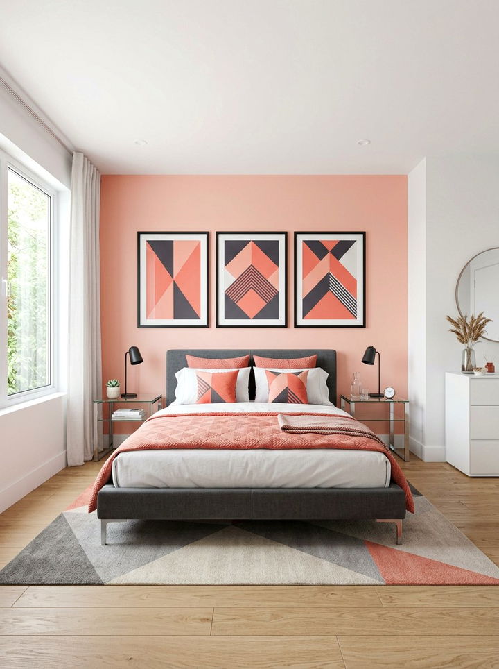 Modern coral bedroom - 30 coral bedroom ideas
