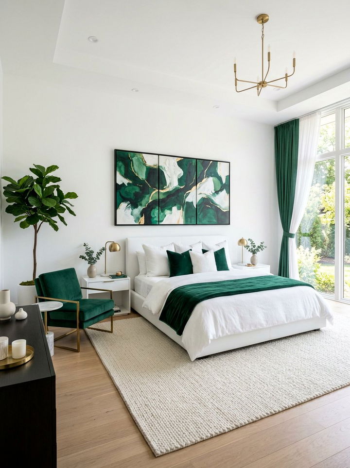 Modern emerald and white master bedroom - 30 emerald and white bedroom ideas