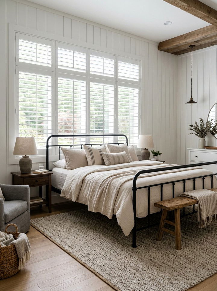 Modern farmhouse bedroom shutters - 30 bedroom plantation shutters