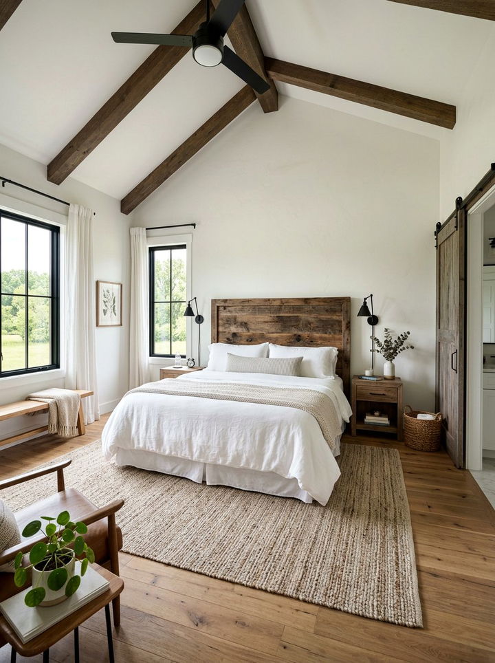 Modern farmhouse master bedroom - 30 empty nester bedroom ideas