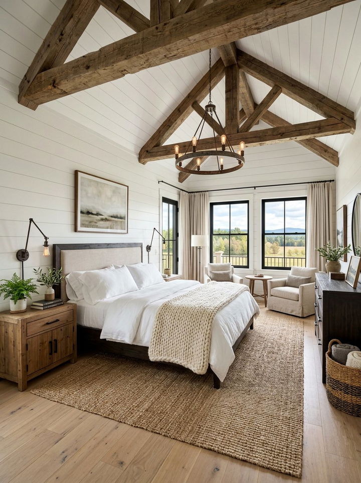 Modern farmhouse primary bedroom - 30 new construction bedroom ideas