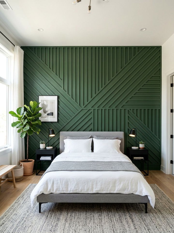 Modern forest green bedroom molding - 30 forest green accent wall bedroom
