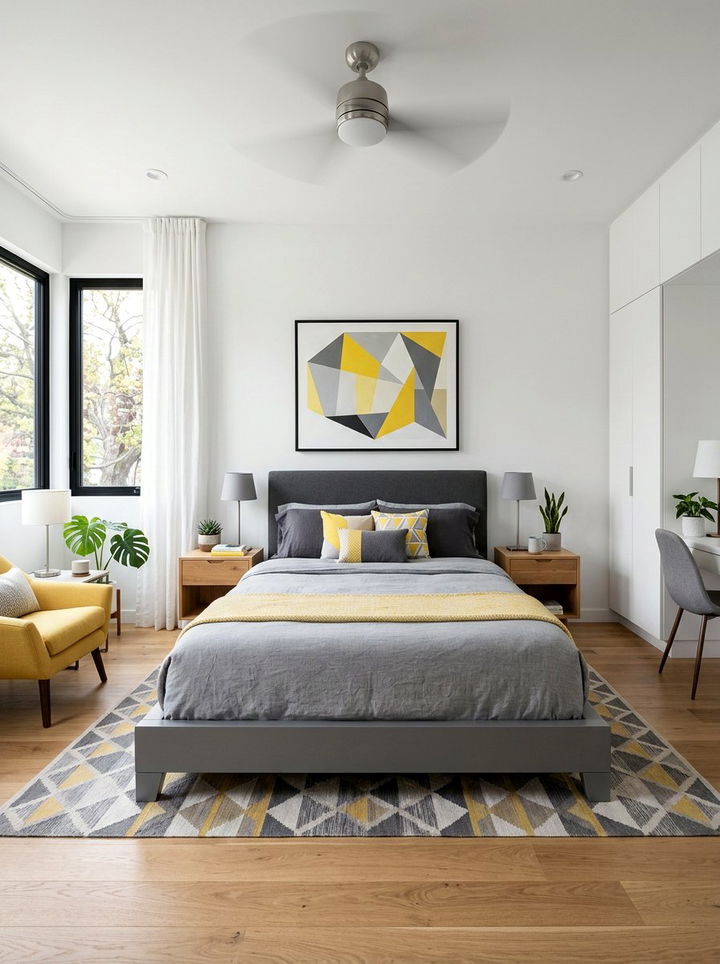 Modern gray and yellow bedroom - 30 yellow and gray bedroom color combo