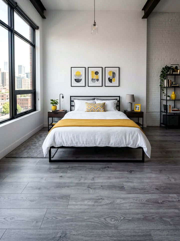 Modern grey bedroom laminate - 30 bedroom laminate flooring ideas