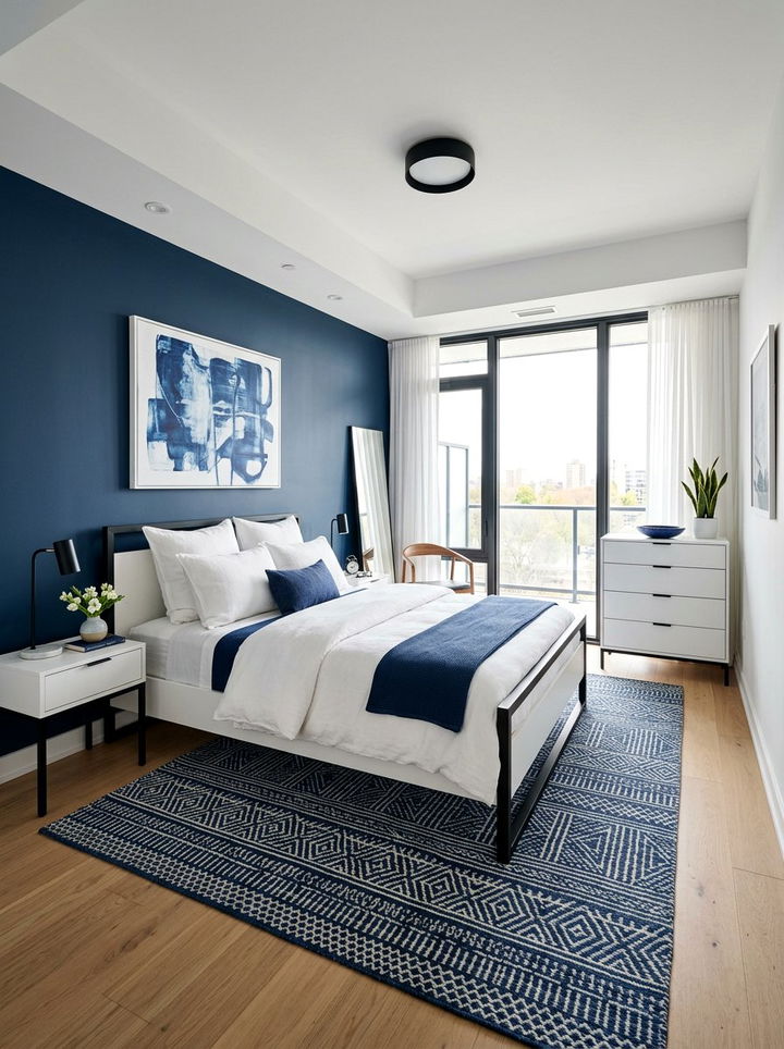 Modern indigo and white bedroom - 30 indigo and white bedroom ideas
