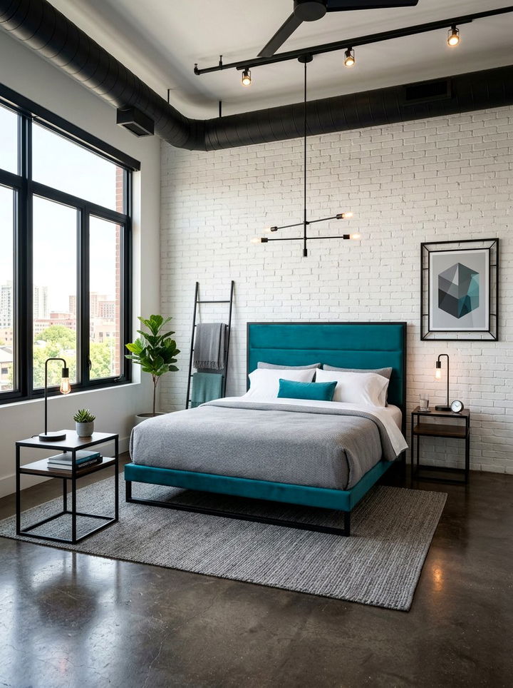 Modern industrial teal bedroom - 30 industrial teal bedroom ideas