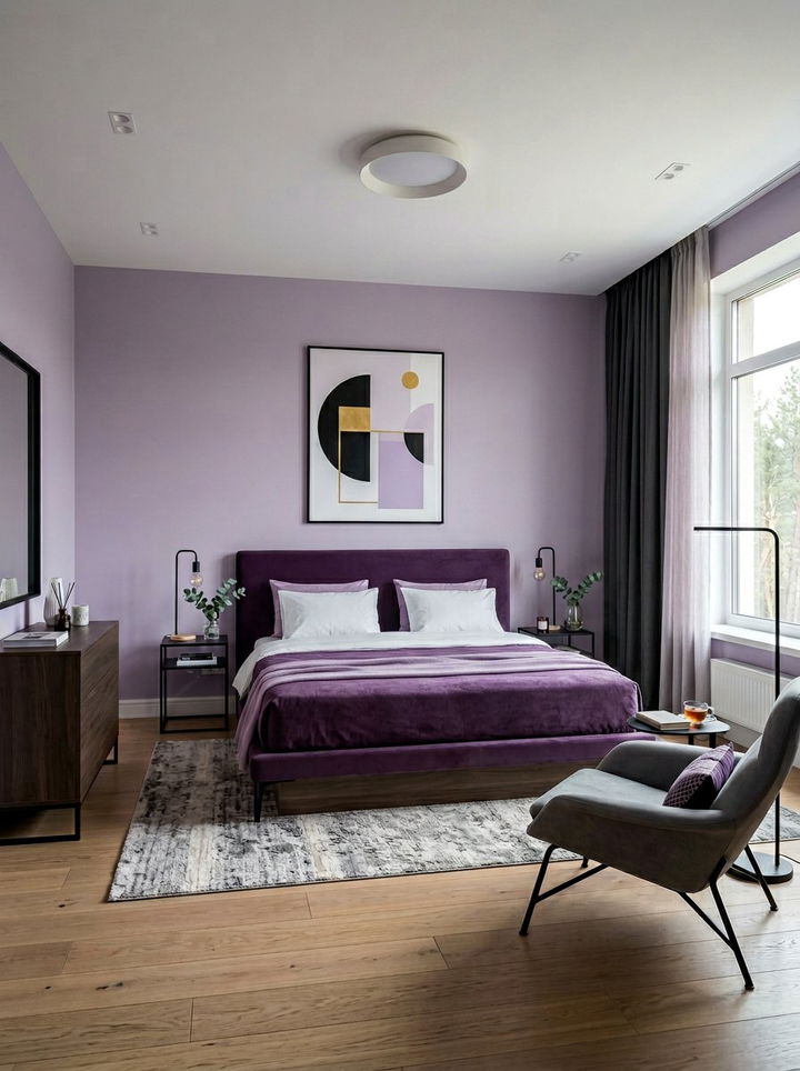 Modern lilac master suite - 30 lilac bedroom ideas