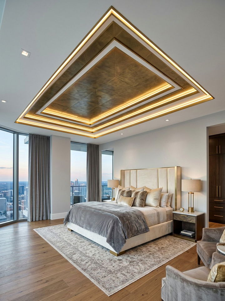 Modern luxury tray ceiling - 30 bedroom tray ceiling ideas
