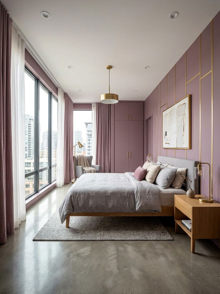 Modern mauve bedroom gold trim - 30 mauve and gold bedroom ideas