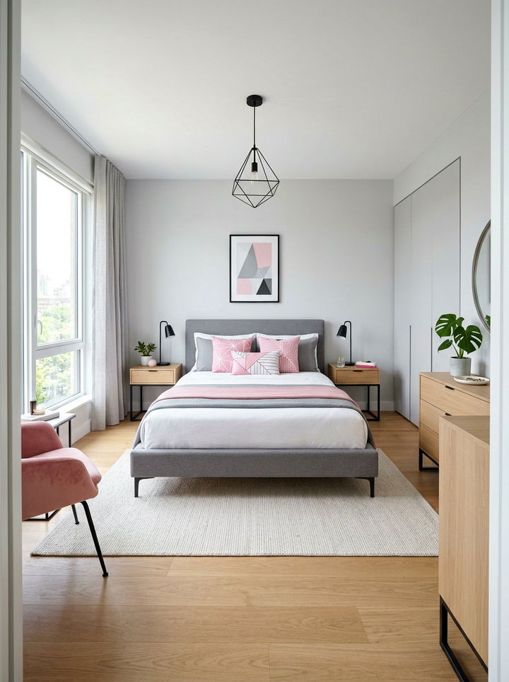 Modern pink and gray bedroom - 30 pink and gray bedroom ideas