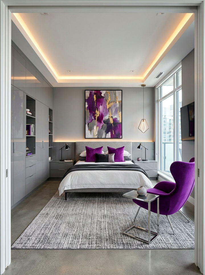 Modern purple and gray bedroom - 30 purple and gray bedroom ideas