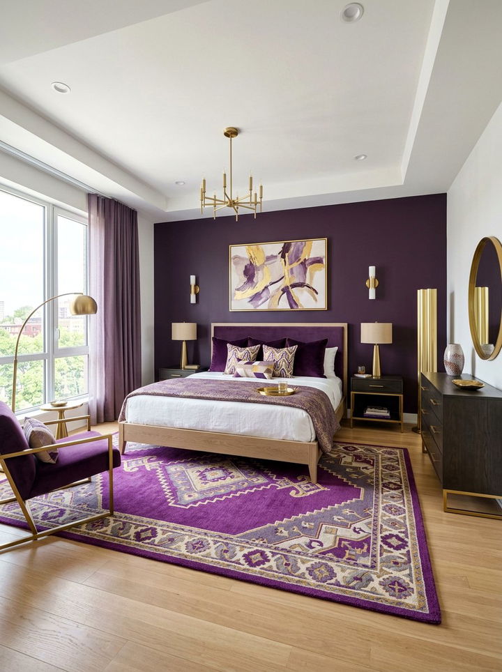 Modern purple gold bedroom - 30 purple and gold bedroom color combo
