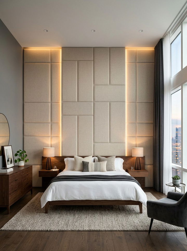 Modern quilted wall panel - 30 quilted bedroom ideas