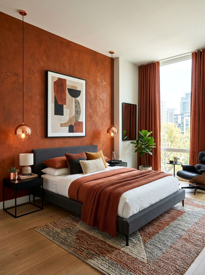 Modern rust bedroom - 30 earth tone bedroom ideas