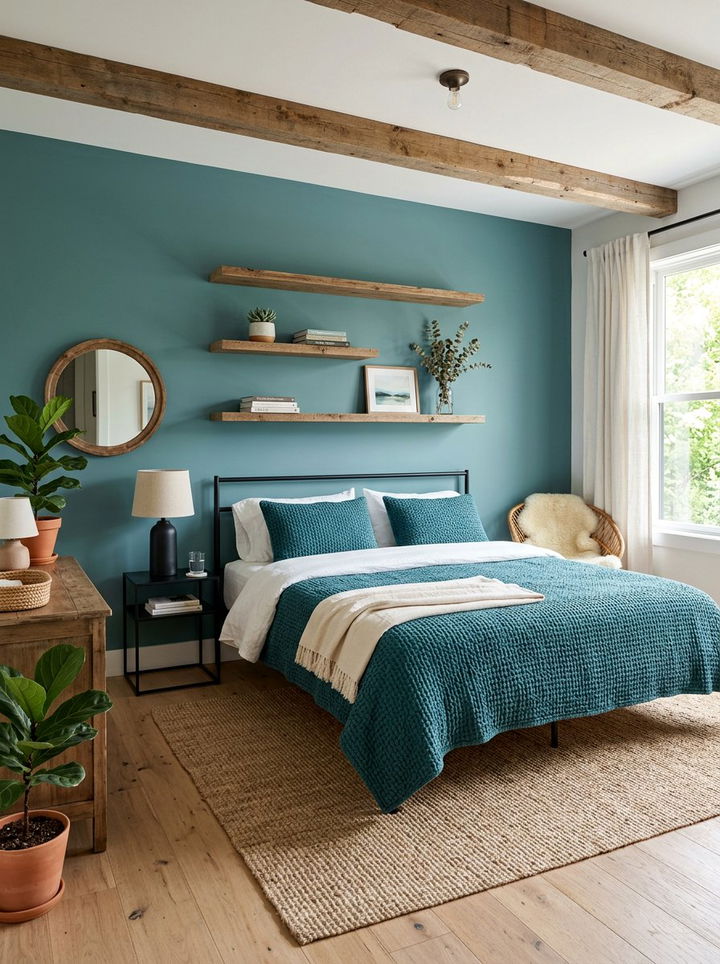 Modern rustic teal bedroom - 30 rustic teal bedroom ideas