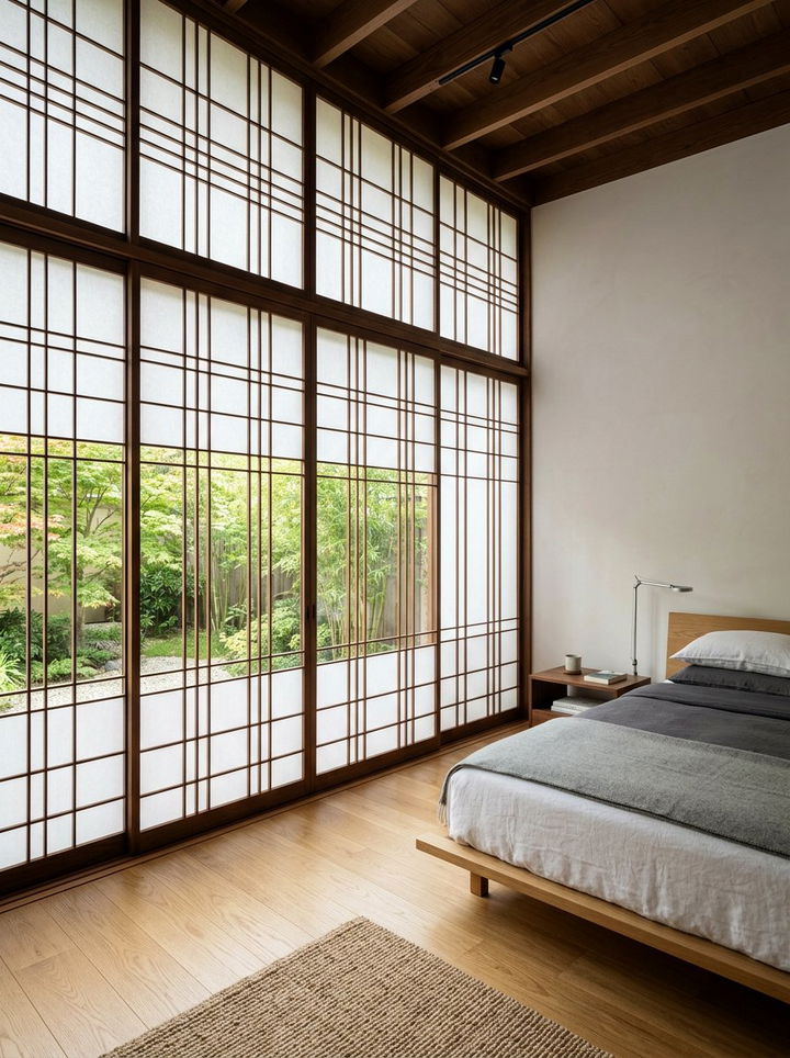 Modern shoji window - 30 Japanese bedroom ideas