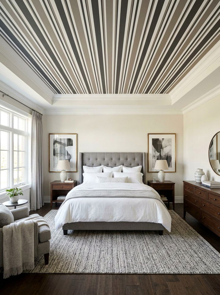 Modern stripe ceiling wallpaper - 30 bedroom ceiling wallpapers