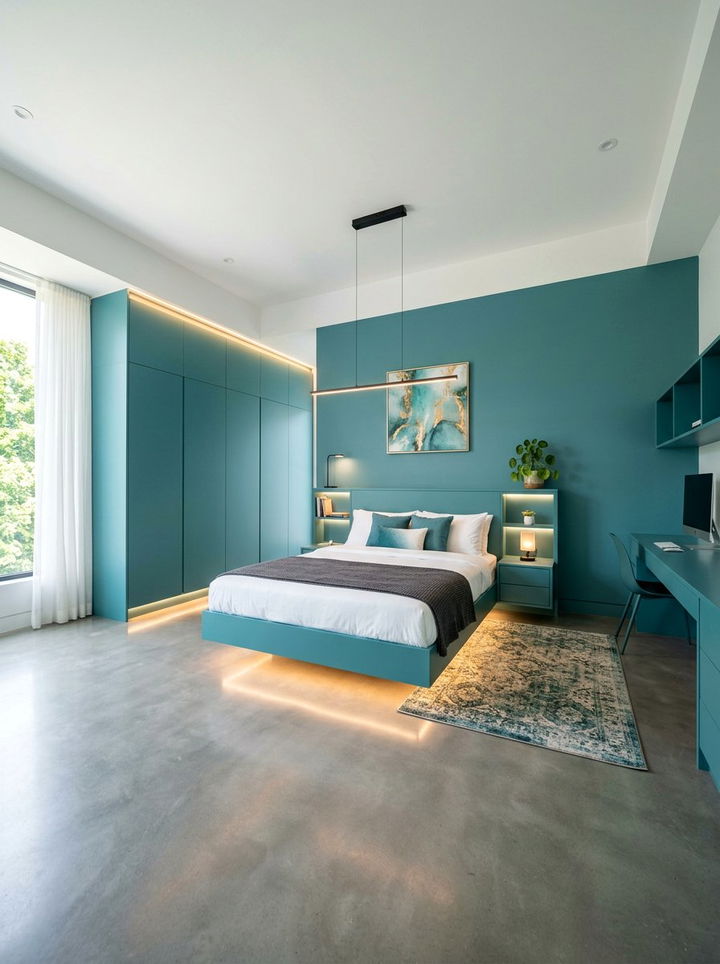 Modern teal bedroom - 30 minimalist teal bedroom ideas