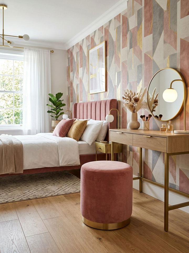 Modern velvet pouf - 30 bedroom poufs