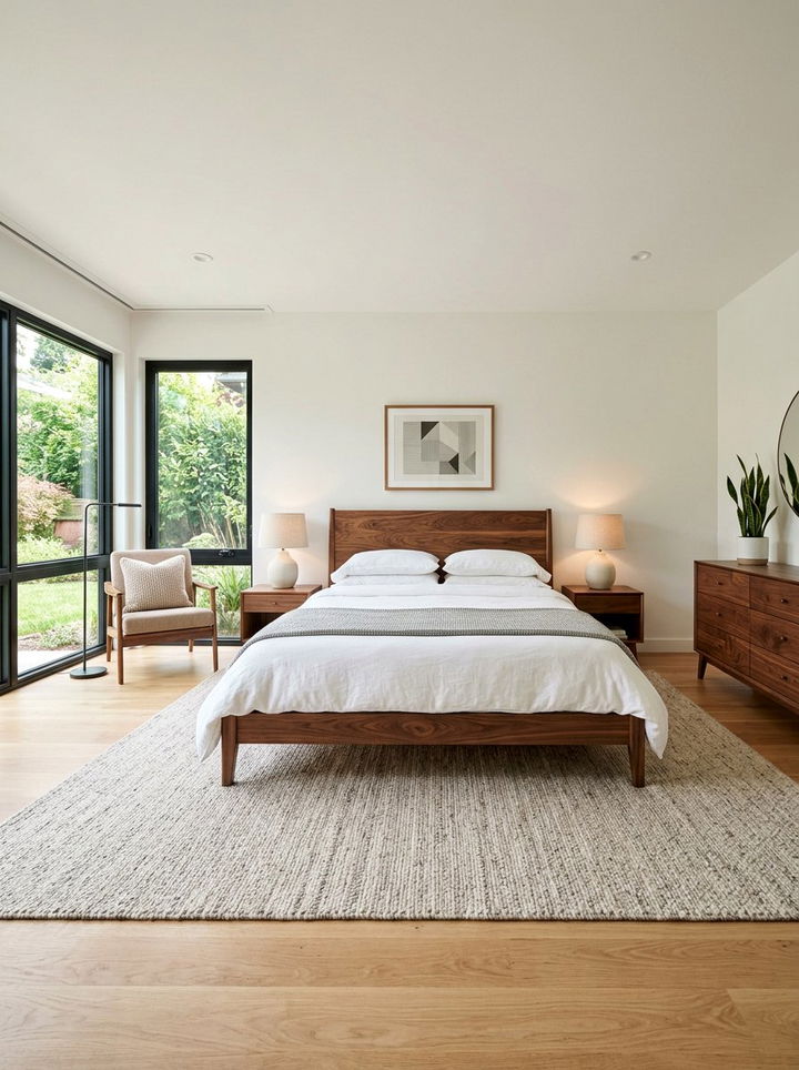 Modern walnut platform bed - 30 bedroom walnut furniture ideas