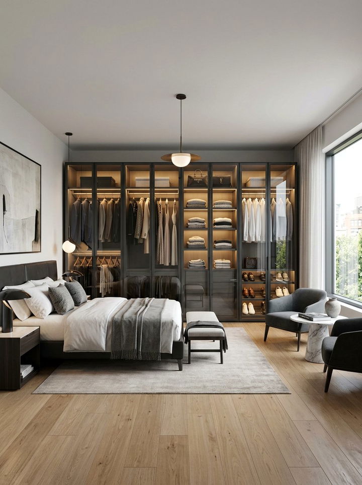 Modular Wardrobe With Glass Doors - 30 bedroom modular furniture ideas