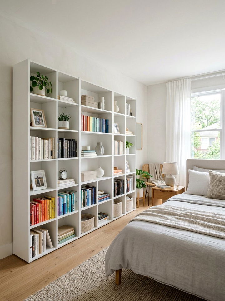 Modular shelving unit - 30 temporary bedroom ideas