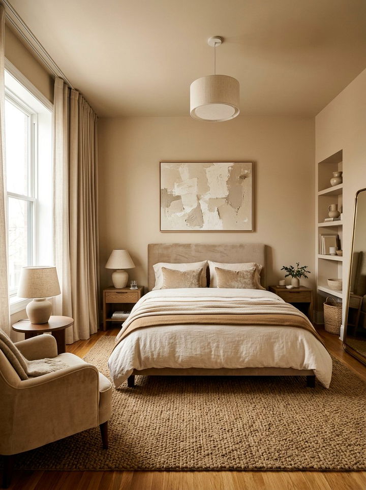 Monochromatic Beige Bedroom - 30 beige bedroom ideas