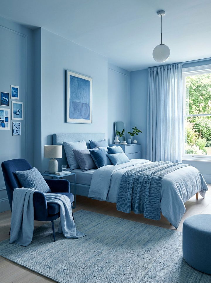 Monochromatic Blue Bedroom - 30 pastel blue bedroom ideas