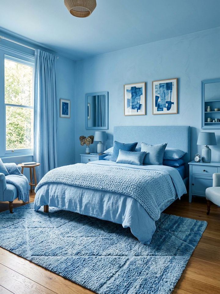 Monochromatic Blue Bedroom - 30 sky blue bedroom ideas