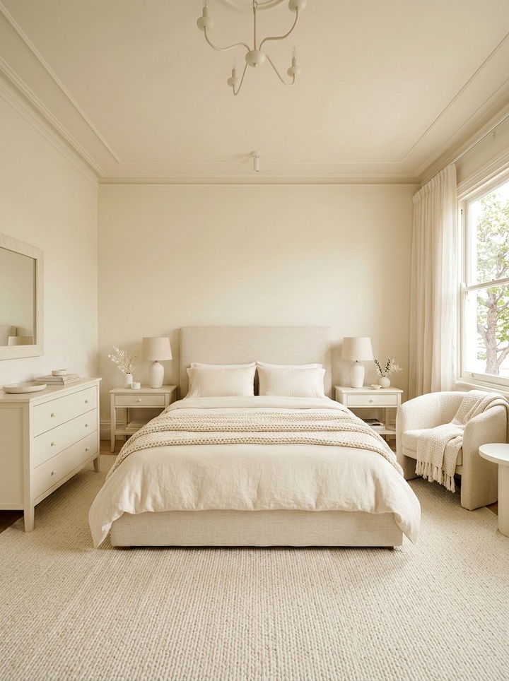 Monochromatic Cream Bedroom - 30 minimalist cream bedroom ideas