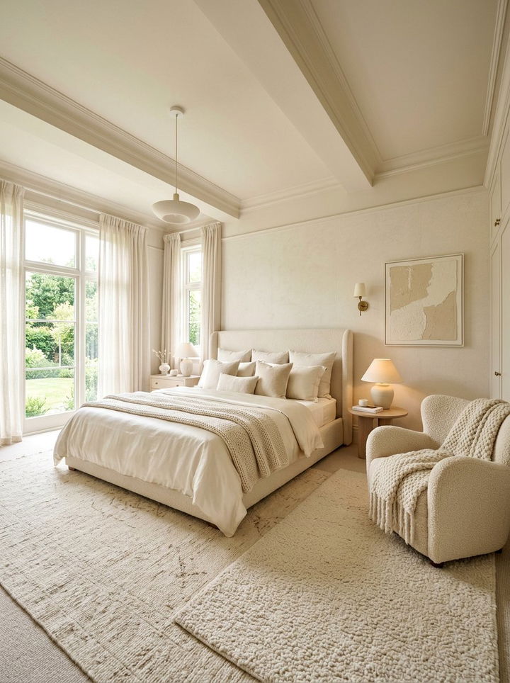 Monochromatic Cream Bedroom - 30 warm cream bedroom ideas