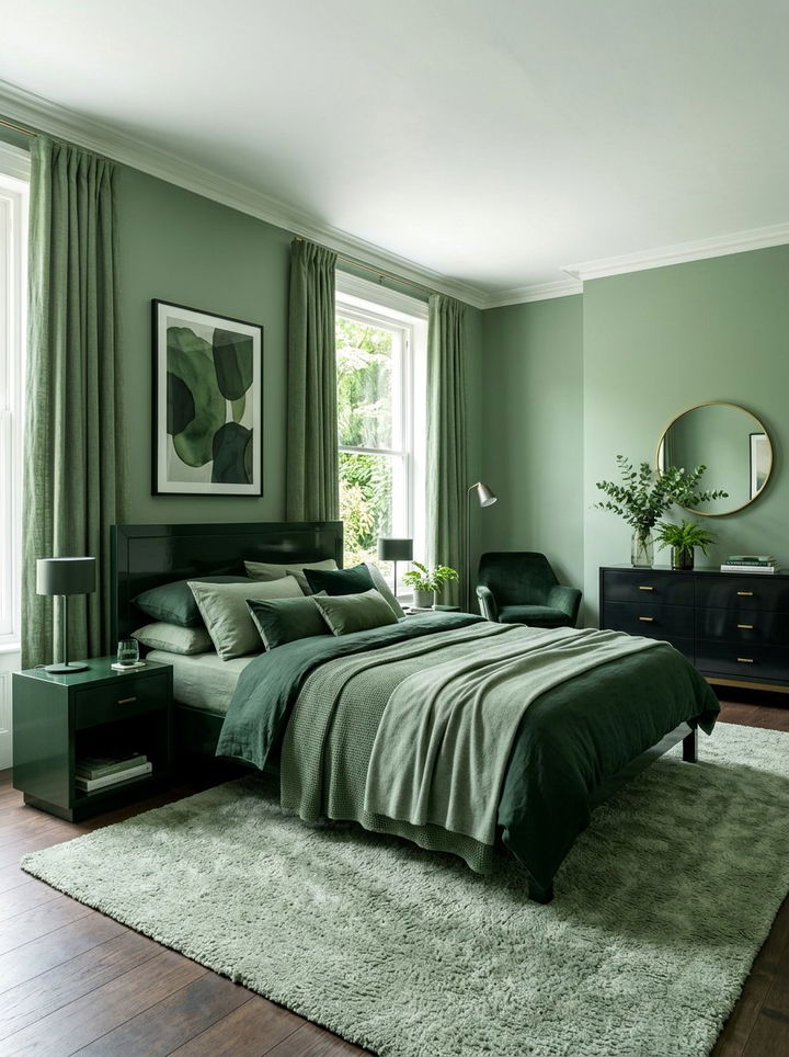 Monochromatic Fern Green Bedroom - 30 fern green bedroom ideas