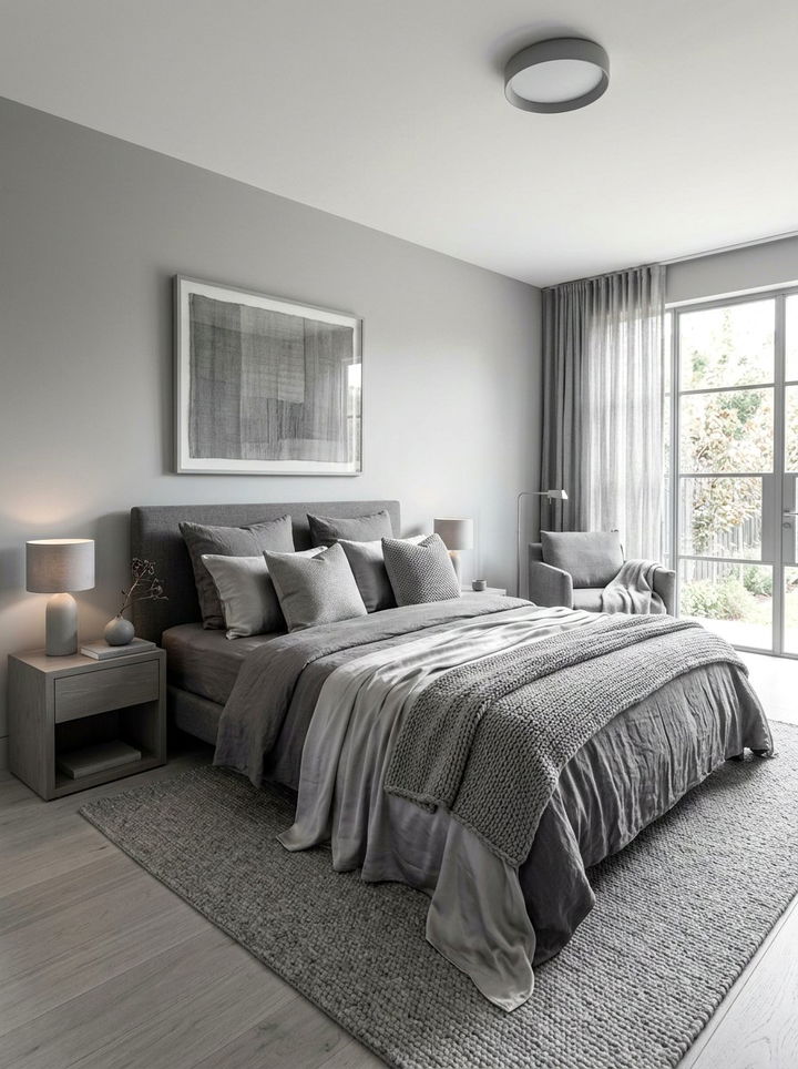 Monochromatic Gray Bedding - 30 modern gray bedroom ideas