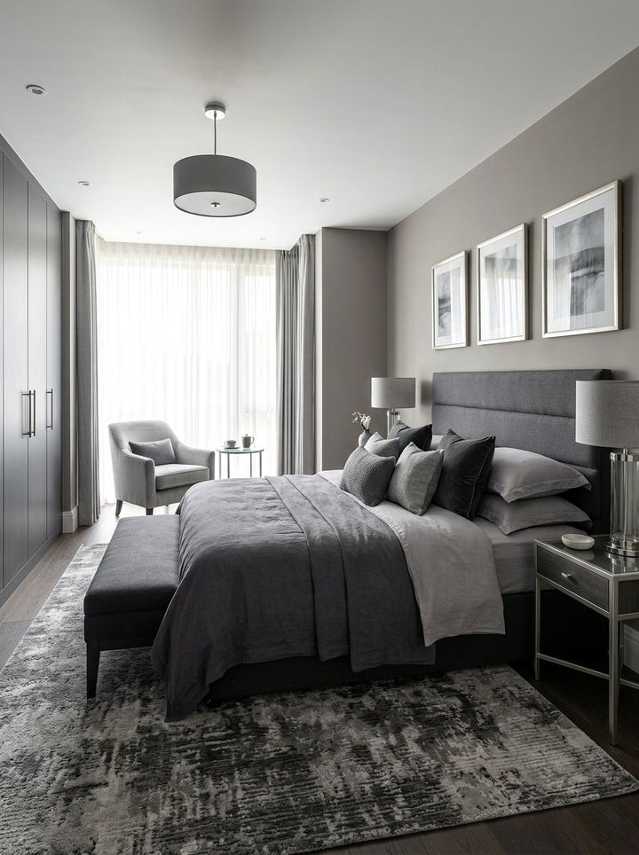 Monochromatic Gray Suite - 30 penthouse bedroom ideas